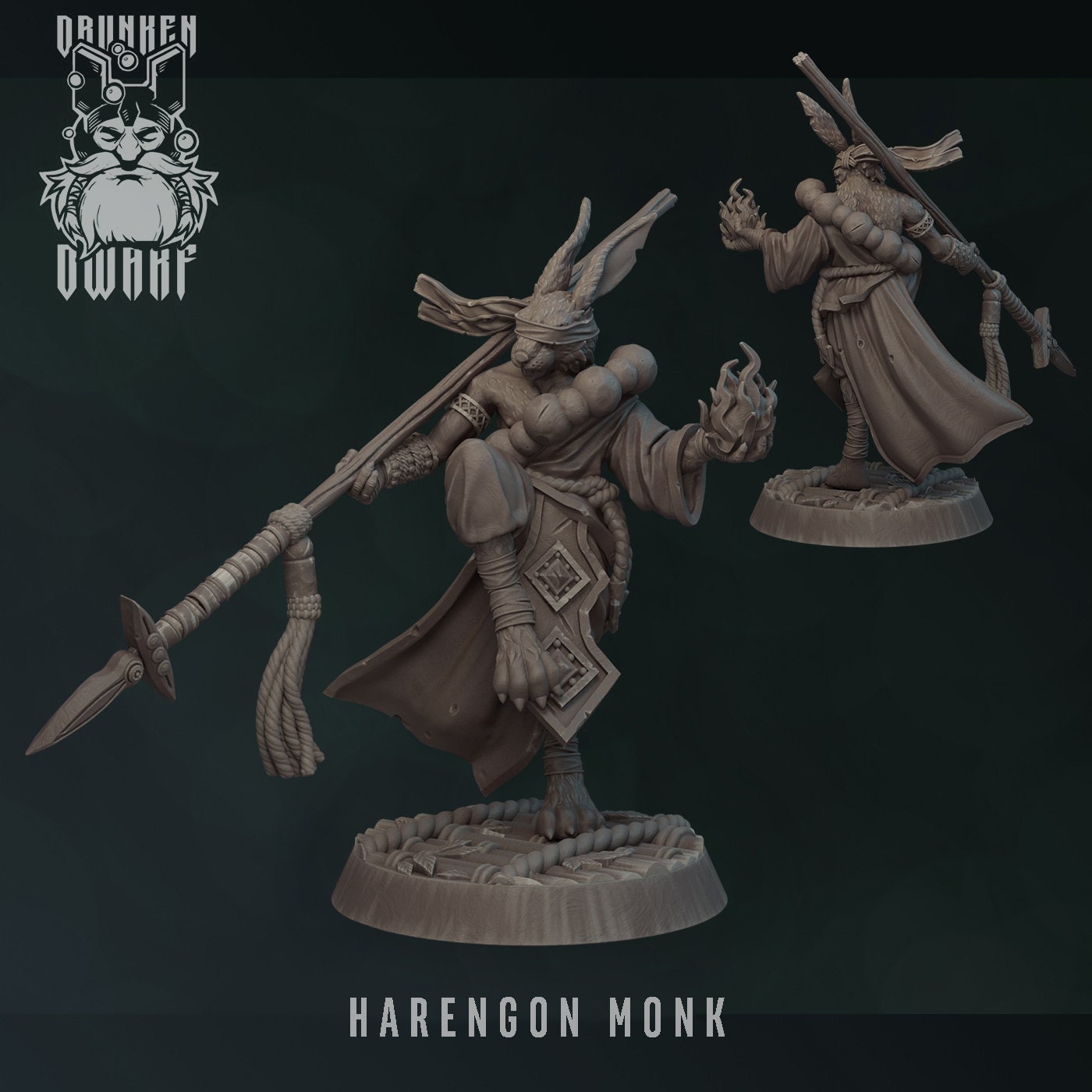 Harengon / Rabbitfolk Monk Miniature - Drunken Dwarf- D&D 5e - Dungeons ...