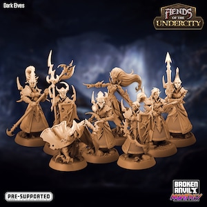 Elves / Elf / Dark Elves / Drow Miniature - D&D 5e - Dungeons and Dragons - Pathfinder - Tabletop