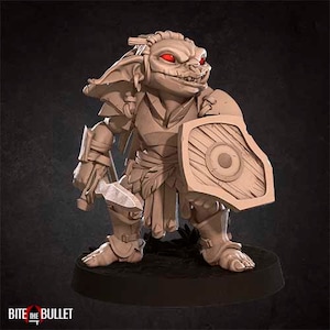 Goblin Fighter Miniature- Tabaxis- Bite the Bullet -  D&D 5e - Dungeons and Dragons - Pathfinder - Fantasy RPG Tabletop Games