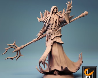 Lich Morto-Vivo Wight Necromante Mago Espadachim Maça Miniatura Senhor da Estampa D&D 5e Dungeons and Dragons Pathfinder Estatueta