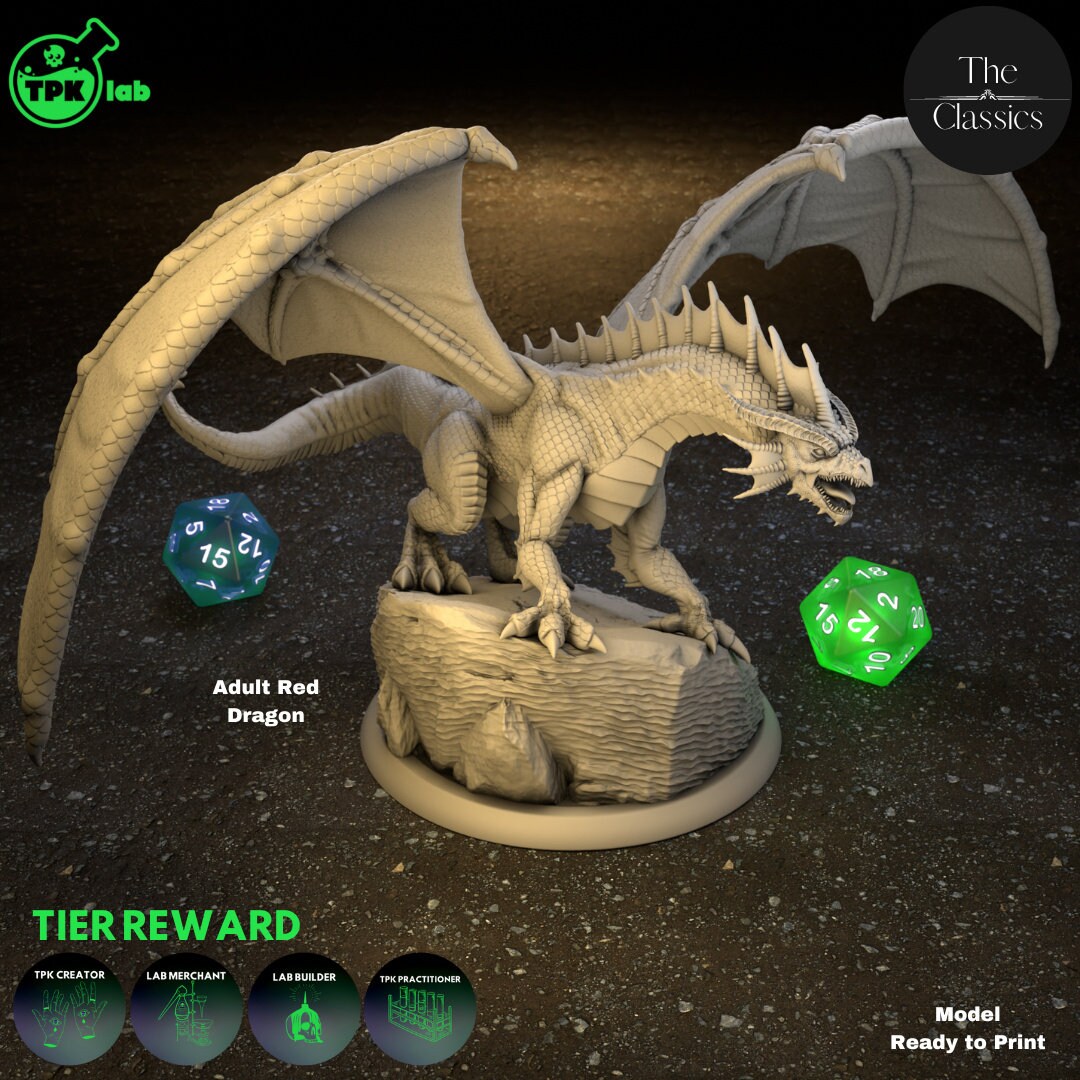 Adult Red Dragon Miniature the Classics TPK Labs D&D 5e Etsy