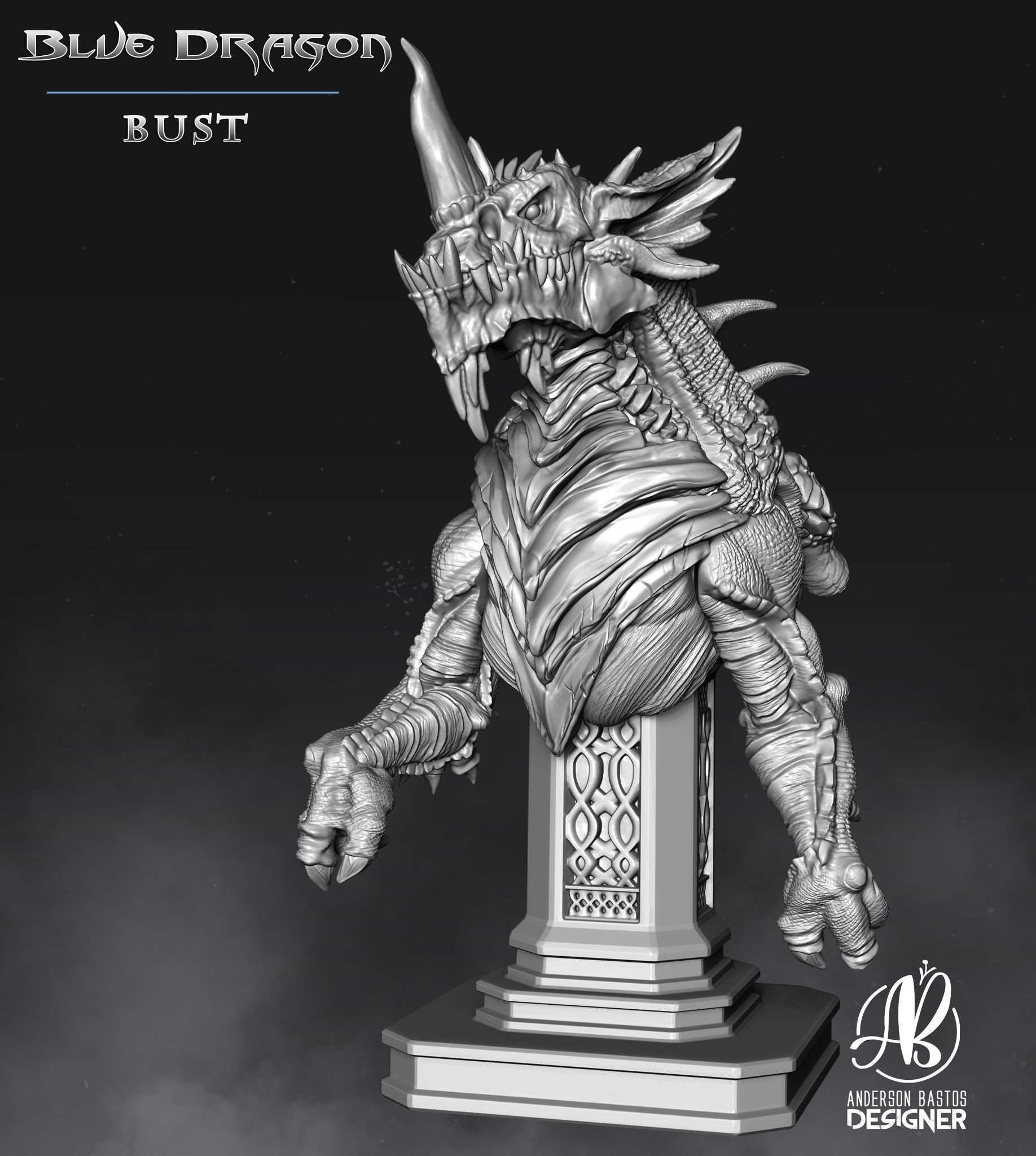 Blue Dragon Bust Statue Model Kit D&D 5e Dungeons and | Etsy