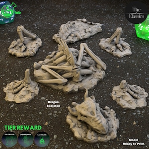 Dragon Skeleton Miniature - Terrain / Scenery / Prop - The Classics- TPK Labs - D&D 5e - Dungeons and Dragons - Fantasy RPG Tabletop Games
