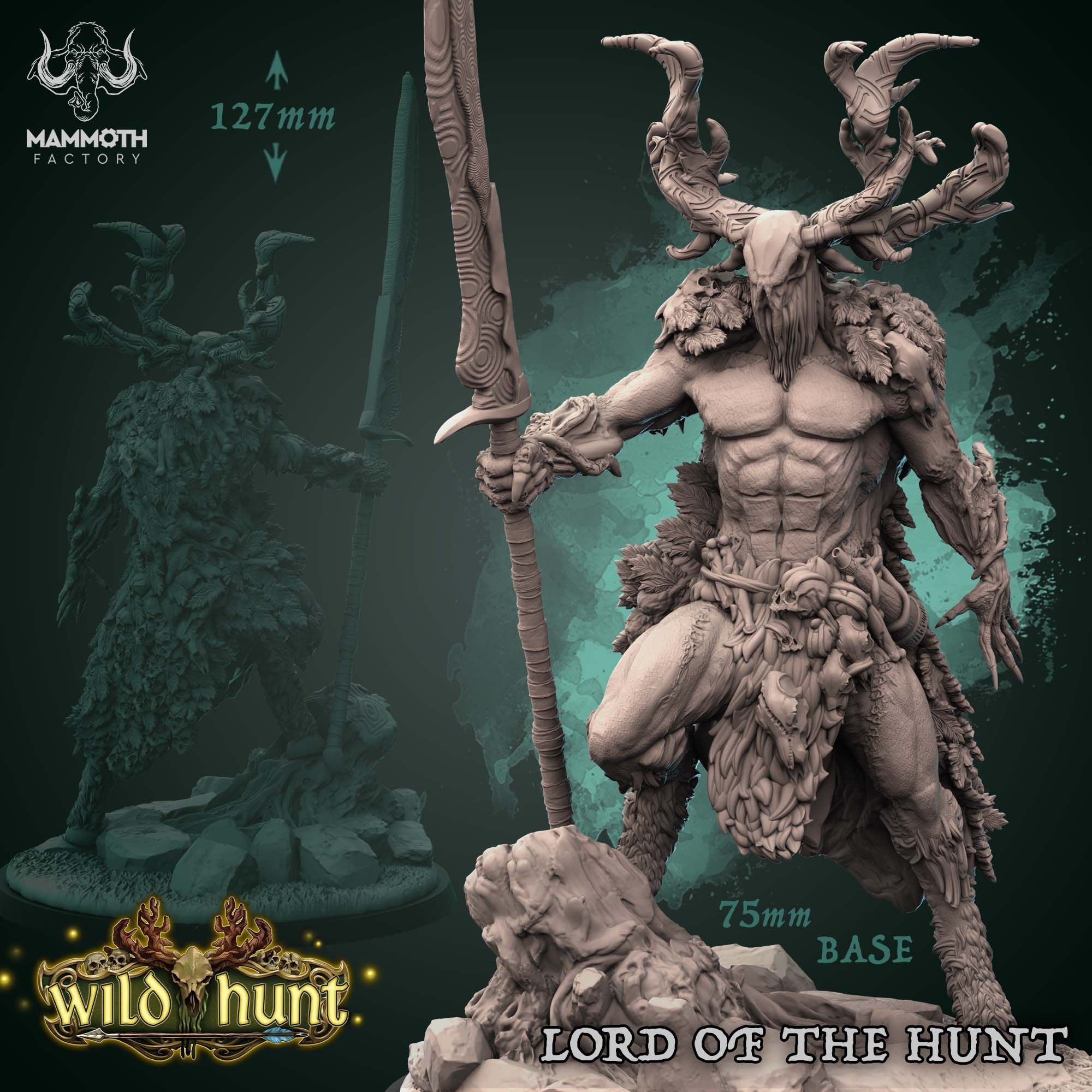 Lord of the Hunt Miniature - Wild Hunt - Mammoth Factory - D&D 5e