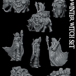 Midwinter Witch / Sorcerer Miniature - Rocket Pig Games - D&D 5e - Dungeons and Dragons - Pathfinder - Fantasy RPG Tabletop Games
