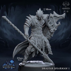 Dralfar Spearmen- Court of the Sunless King- Mammoth Factory - D&D 5e - Dungeons and Dragons - Pathfinder - Fantasy RPG Tabletop Games
