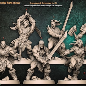 Barbarian Miniature - Dragonpeak Barbarians - Artisan Guild - D&D 5e - Dungeons and Dragons - Pathfinder - Fantasy RPG Tabletop Games