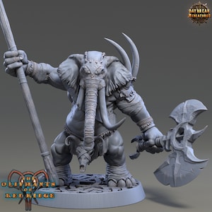 Loxodon Miniature - Dourbe Tuskbanner - Oliphants of Red Ridge - Daybreak  - D&D 5e - Dungeons and Dragons - Fantasy RPG Tabletop