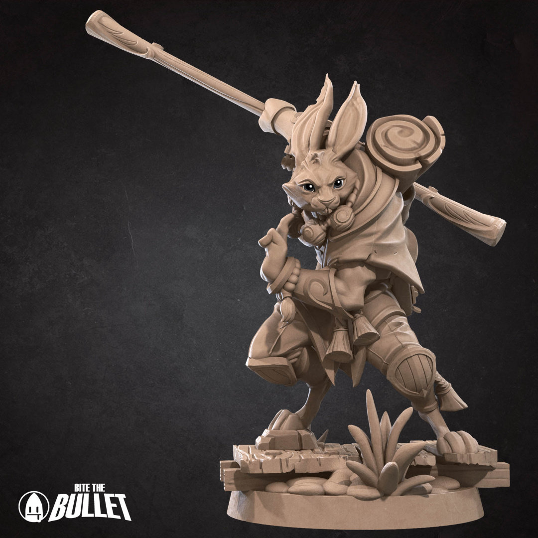 Harengon/Rabbitfolk Monk Miniature- Herengons-  Bite the Bullet -  D&D 5e - Dungeons and Dragons - Pathfinder - Fantasy RPG Tabletop Games