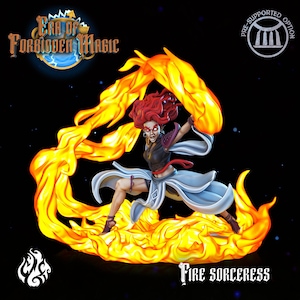 Fire Sorceress Miniature - Era of Forbidden Magic  - Crippled God Foundry -  D&D 5e - Dungeons and Dragons - Pathfinder - Fantasy RPG