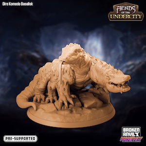 Dire Komodo Basilisk Miniatuur - D&D 5e - Dungeons and Dragons - Pathfinder - Fantasy Tafelblad