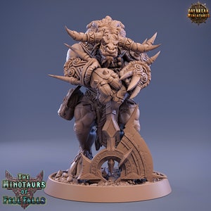 King Aristemnes - Minotaur Large Monstrosity Miniature -  Minotaurs of Fell Falls - Daybreak  - D&D 5e - Dungeons and Dragons - Fantasy
