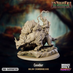 Satyr Mounted Cavalier Dolon / Pyfos Miniature Medium Fey - Tales of Grimmwood - Broken Anvil - D&D 5e - Dungeons and Dragons - Pathfinder