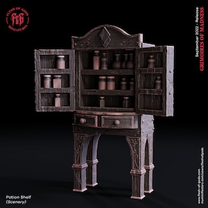 Potion Shelf - Terrain Scenery Miniature - Grimoires of Madness - Flesh of Gods - D&D 5e - Dungeons and Dragons - Tabletop - Fantasy RPG