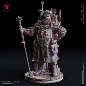Human Rich Merchant Miniature - Tribal Gathering - Flesh of Gods - D&D 5e - Dungeons and Dragons - Tabletop - Fantasy RPG Games - Pathfinder