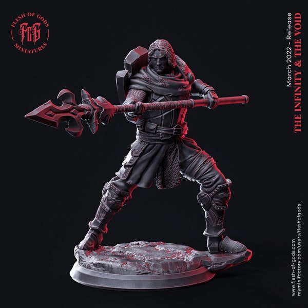 Galrian, Master Of Spear And Shield Miniature - Infinity and The Void- Flesh of Gods - D&D 5e - Dungeons and Dragons - Tabletop - Fantasy