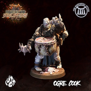 Ogre Cook Miniature - Bone and Flesh - Crippled God Foundry - D&D 5e - Dungeons and Dragons - Pathfinder - Fantasy RPG Tabletop Games
