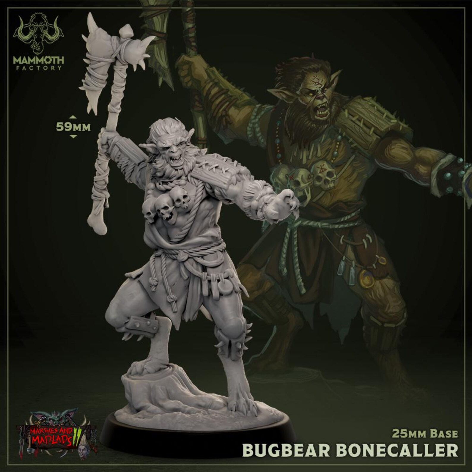 Bugbear Fight Bugbear Fighter Miniatures- Marshes and Madlands 2- Mammoth Factory- D ...