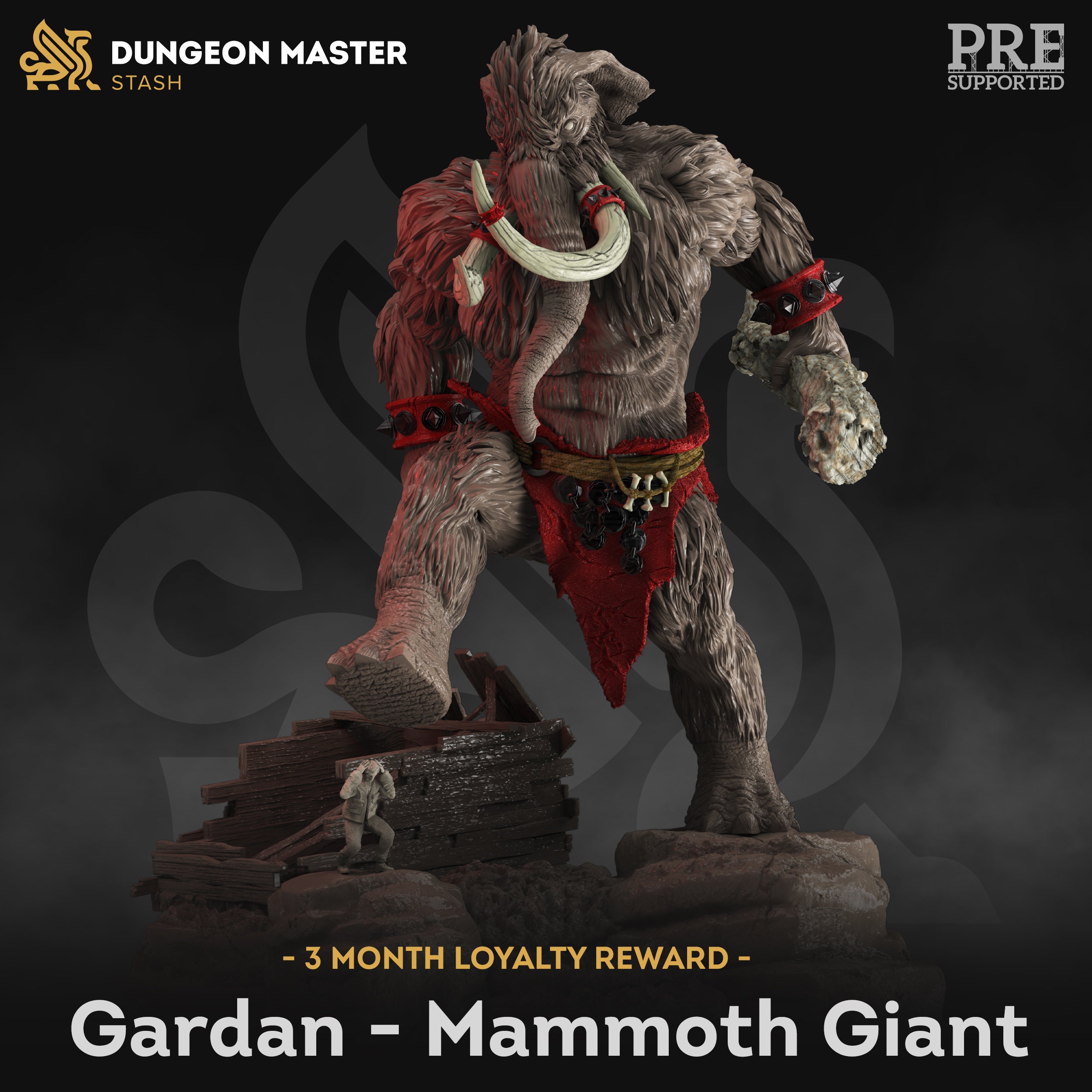 Mammoth / Loxodon Barbarian Miniature - Gardan - DM Stash - D&D 5e