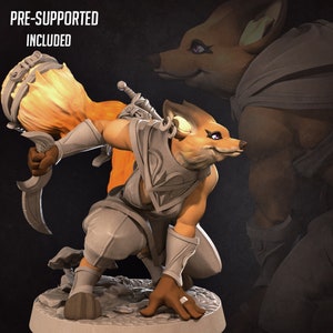 Fox Folk Rogue Miniature - Bite the Bullet -  D&D 5e - Dungeons and Dragons - Pathfinder - Fantasy RPG Tabletop Games