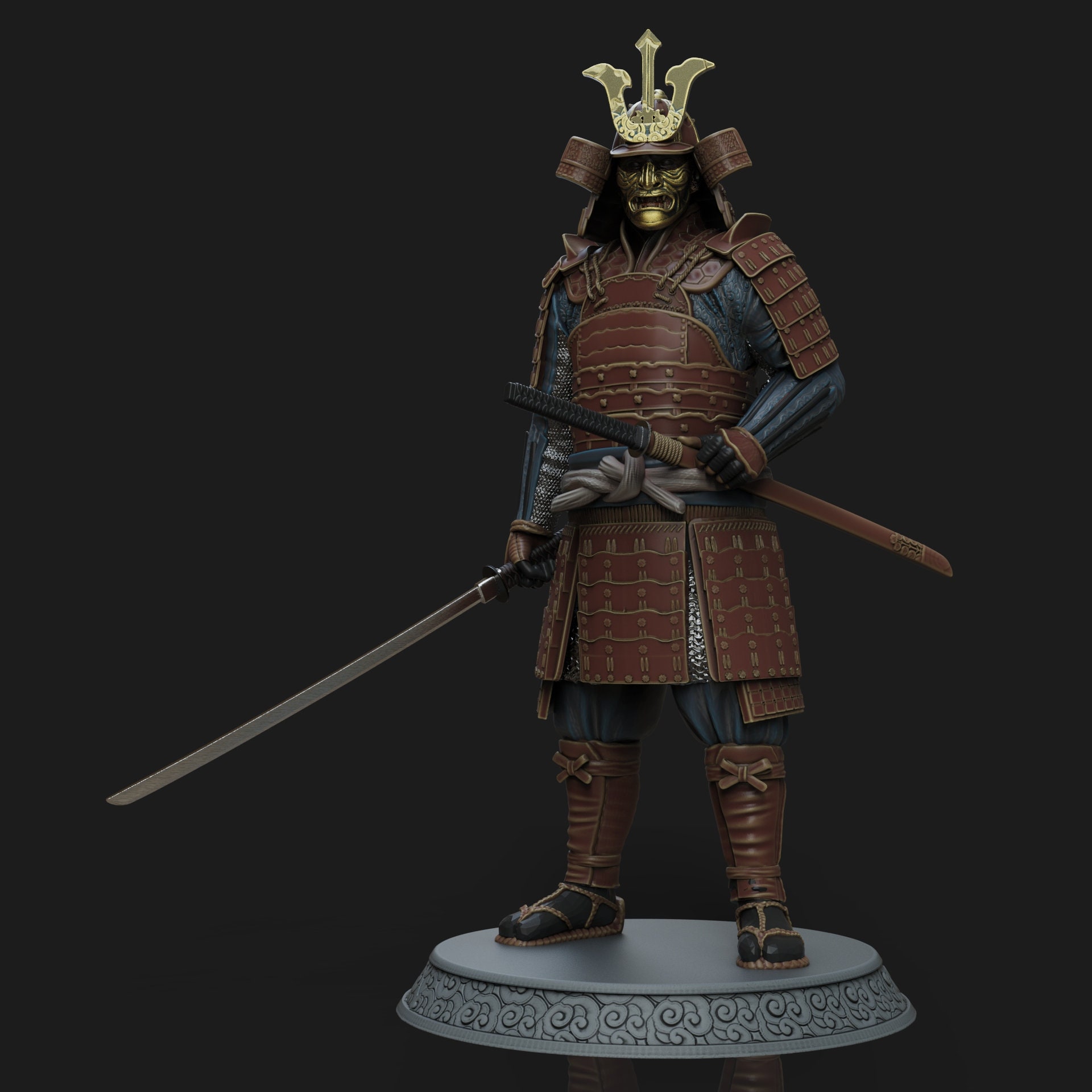 日本の武士の鎧ミニチュアディスプレイ サムライ / 武士ファンアートフィギュア - 日本の戦士 - モデル