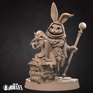 Harengon/Rabbitfolk Wizard Miniature- Herengons- Bite the Bullet - D&D 5e - Dungeons and Dragons - Pathfinder - Fantasy RPG Tabletop Games