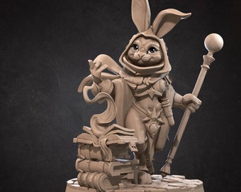 Harengon/Rabbitfolk Wizard Miniature- Herengons- Bite the Bullet - D&D 5e - Dungeons and Dragons - Pathfinder - Fantasy RPG Tabletop Games