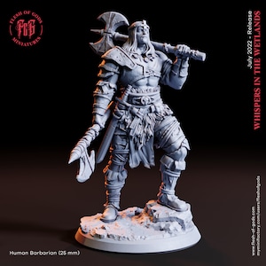 Human Barbarian Miniature / Bust - Whisper Wetlands - Flesh of Gods - D&D 5e - Dungeons and Dragons - Tabletop - Fantasy RPG  Games