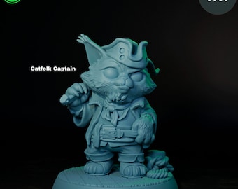 Catfolk Captain- Pirates - TPK Labs- D&D 5e - Dragones y mazmorras - Mesa - Juegos de rol de fantasía - Pathfinder