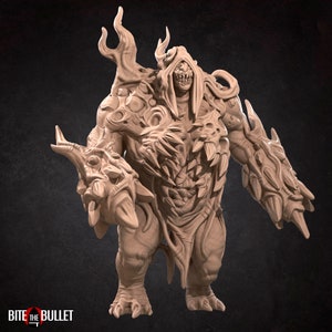 May include: A detailed, beige-colored monster figurine with a menacing expression. The creature has horns, sharp claws, and a textured, organic appearance. The base of the image includes the text "Bite the Bullet".