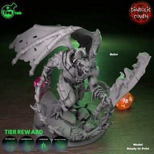 Balor Huge Fiend (Demon) Miniature - Diabolic Coven - TPK Labs - D&D 5e - Dungeons and Dragons - Fantasy RPG Tabletop Games - Pathfinder