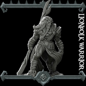 Löwenvolk Krieger Miniatur - Rocket Pig Games - D&D 5e - Dungeons and Dragons - Pathfinder - Fantasy RPG Tabletop Spiele