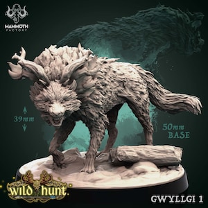 Gwyllgi Miniature - Fey / Fae Hound - Wild Hunt - Mammoth Factory - D&D 5e - Dungeons and Dragons - Pathfinder - Fantasy RPG Tabletop Games