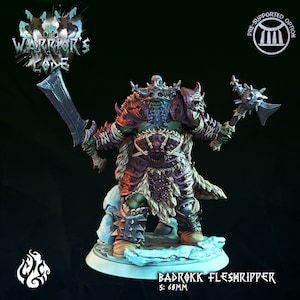 Orc Warlord Miniatur - Badrokk FleshRipper - Krieger Code - Verkrüppelter Gott Gießerei - D&D 5e - Dungeons and Dragons - Pathfinder - Fantasy