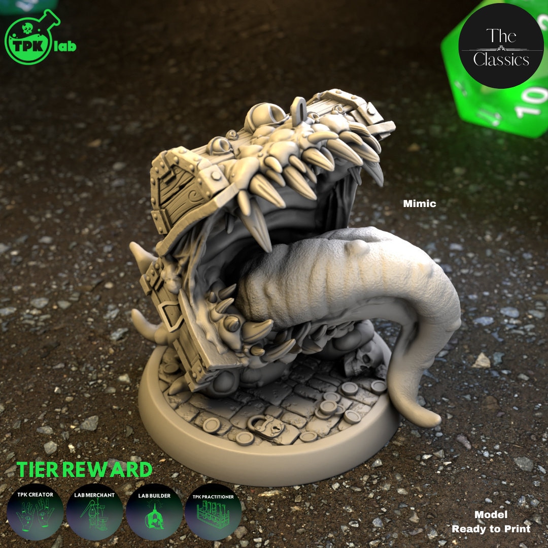 Mimic Chest Miniature - the Classics- TPK Labs - D&D 5e - Dungeons