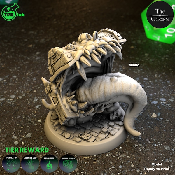 Mimic Chest Miniature - The Classics- TPK Labs - D&D 5e - Dungeons and Dragons - Fantasy RPG Tabletop Games - Pathfinder