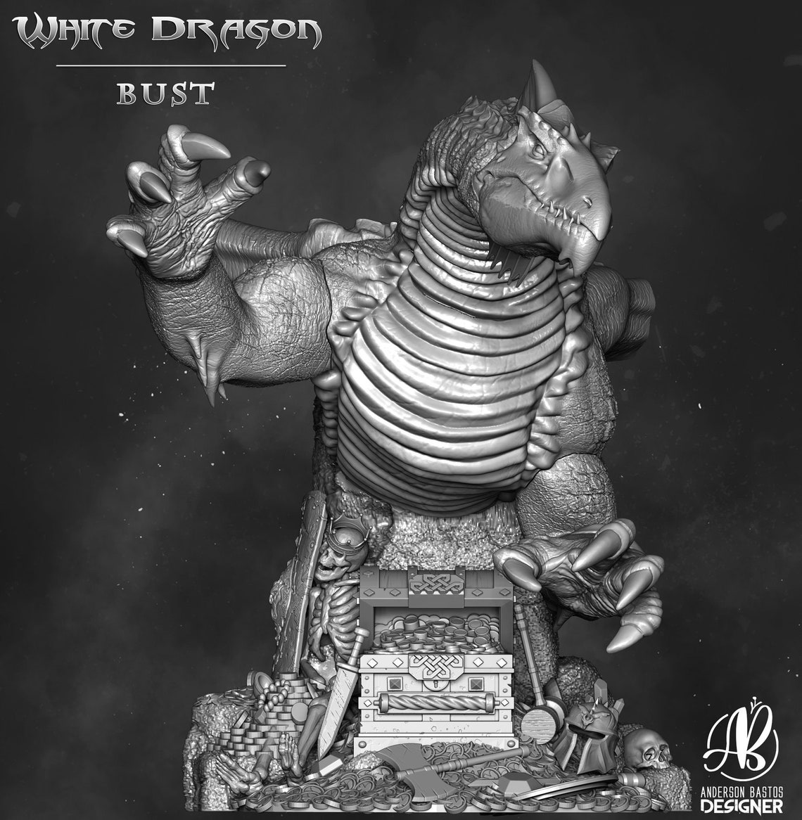 White Dragon Bust Statue Model Kit D&D 5e Dungeons and - Etsy