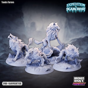 Tundra Terror Hound Miniature - D&D 5e - Dungeons and Dragons - Pathfinder - Fantasy Tabletop Games