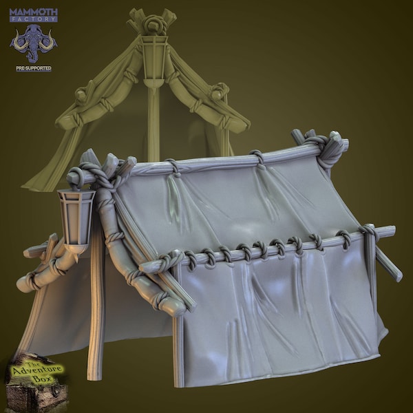 Adventurer's Tent Terrain Miniature - Mammoth Factory - D&D 5e - Dungeons and Dragons - Pathfinder - Fantasy RPG Tabletop Games