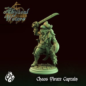 Chaos Pirate Captain Miniature - Crippled God Foundry - Abyssal Waters - Fantasy RPG - D&D 5e - Dungeons and Dragons - Pathfinder - Tabletop