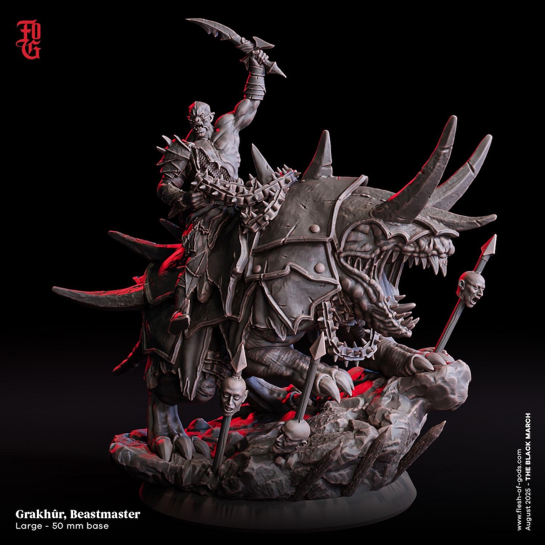 Orc Ranger Beastmaster Miniature- Grakhnr- Black March- Flesh of Gods ...