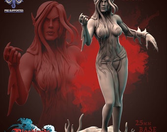 Thessidian Vampire Miniature- Bloodlords of the Deep- Mammoth Factory- D&D 5e- Dungeons and Dragons- Pathfinder- Fantasy RPG Tabletop Games