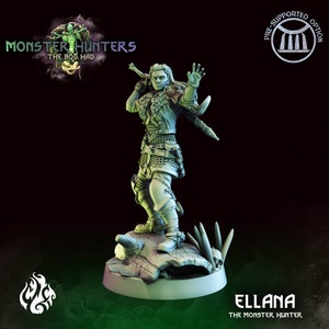 Ellana Monster Hunter Miniature - Crippled God Foundry -  D&D 5e - Dungeons and Dragons - Pathfinder - Fantasy RPG Tabletop Games