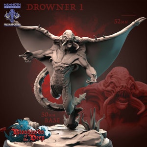 Thessidian Drowner Miniature- Bloodlords of the Deep- Mammoth Factory- D&D 5e- Dungeons and Dragons- Pathfinder- Fantasy RPG Tabletop Games
