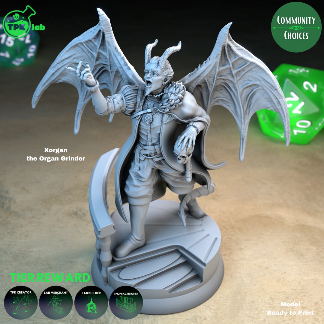 Xorgan the Organ Grinder Demon Miniature - TPK Labs - D&D 5e