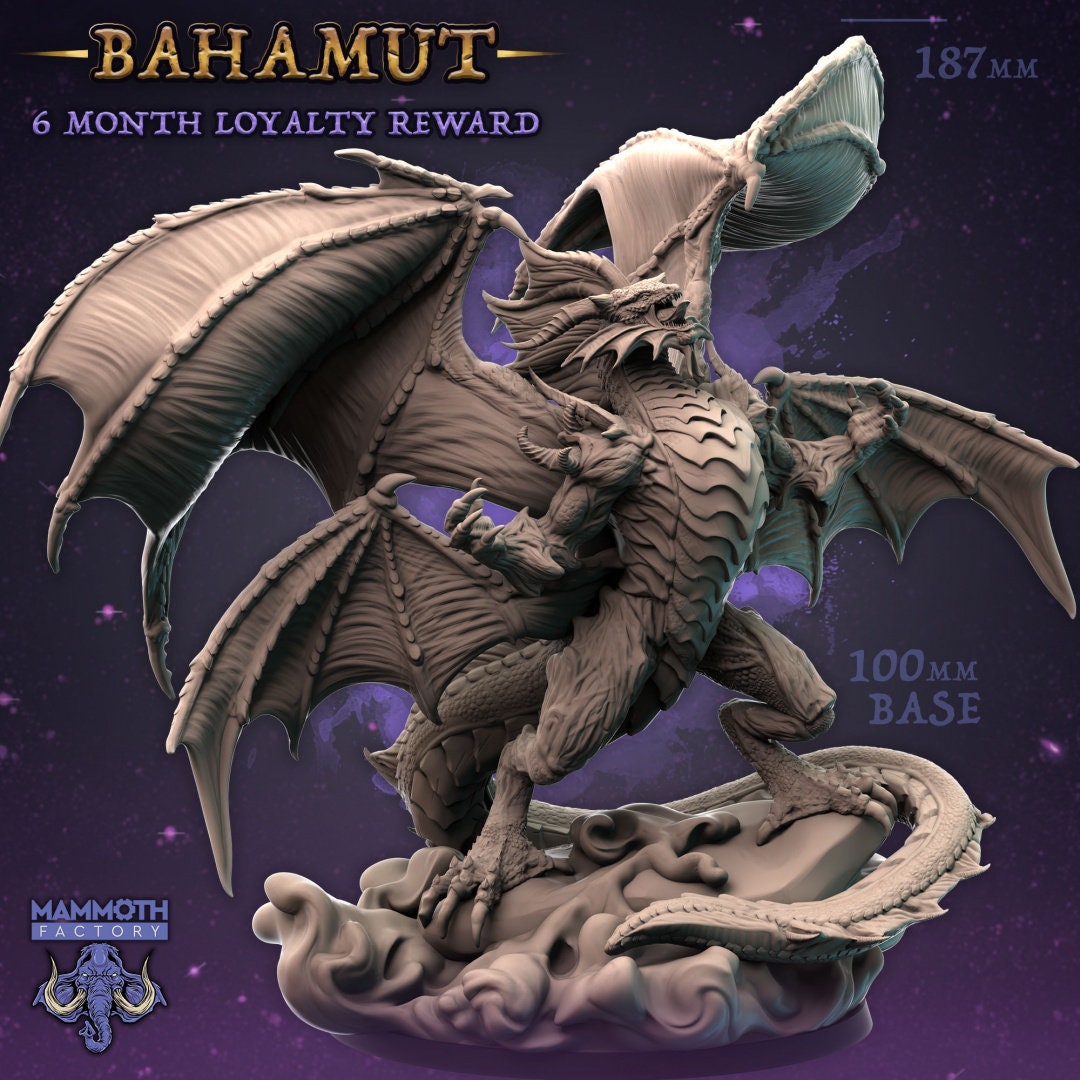 Bahamut Gargantuan Dragon Miniature (metallic) - Mammoth Bahamut Gargantuan Dragon Miniature (metallic) - Mammoth