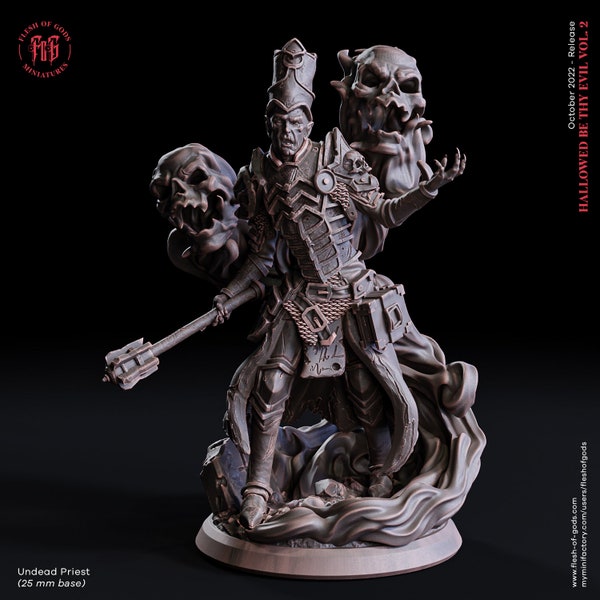 Undead Priest / Cleric Miniature - Dungeons and Terror - Flesh of Gods - D&D 5e - Dungeons and Dragons - Tabletop - Fantasy RPG  Games