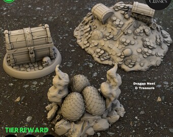 Dragon Nest and Treasure Miniature - Prop / Scenery - The Classics- TPK Labs - D&D 5e - Dungeons and Dragons - Fantasy RPG Tabletop Games