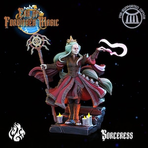 Sorceress Miniature - Era of Forbidden Magic  - Crippled God Foundry -  D&D 5e - Dungeons and Dragons - Pathfinder - Fantasy RPG Tabletop
