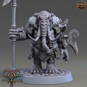 Loxodon Miniature - Amarula Decree - Oliphants of Red Ridge - Daybreak  - D&D 5e - Dungeons and Dragons - Fantasy RPG Tabletop